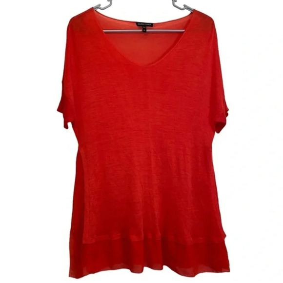 Eileen Fisher Orange Silk Tussah Links Pullover - Picture 1 of 6